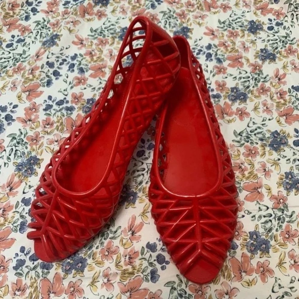 American Apparel Red Jelly flats